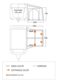 Vango Balletto Air 260 Elements Proshield Caravan Awning (2023) 13 Vango Balletto Air 260 Elements Proshield Caravan Awning (2023) -Camping Gear Shop balletto 260 floorplan low v3