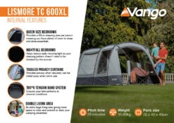 Vango Lismore TC 600XL Poled Tent Package (2023) -Camping Gear Shop lismore tc 600xl infographic2