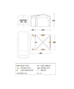 Vango Airbeam Vango Agora Air VW Awning (Shadow Grey) -Camping Gear Shop vango 2021 awnings floorplan agora vw 1