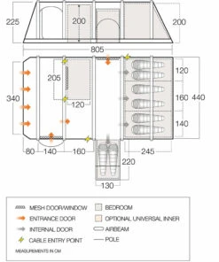 Vango Airbeam Vango Tahiti 850XL Air Tent (2023) 17 Vango Airbeam Vango Tahiti 850XL Air Tent (2023) -Camping Gear Shop vango 2021 tents floorplan tahiti ii air 850xl hi